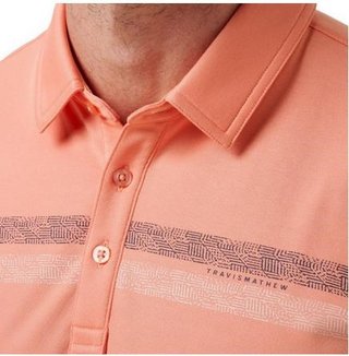 Travis Mathew Roaming Routes men's polo, coral fusion