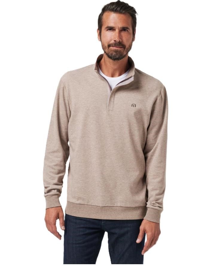 Travis Mathew CLOUD QUARTER ZIP 2.0 men's fleece hoodie, portabella