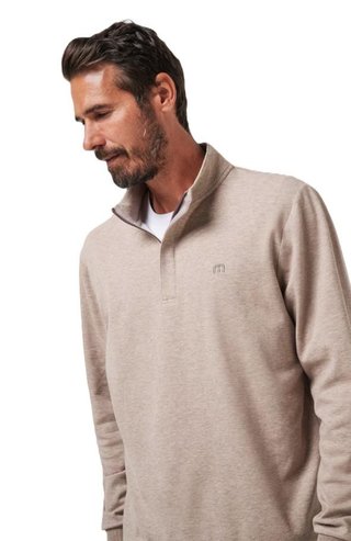 Travis Mathew CLOUD QUARTER ZIP 2.0 men's fleece hoodie, portabella