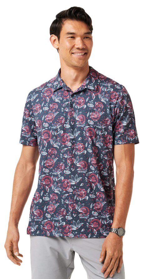 Travis Mathew FEATHERWEIGHT FLOURISH men's polo, mood indigo/vintage indigo