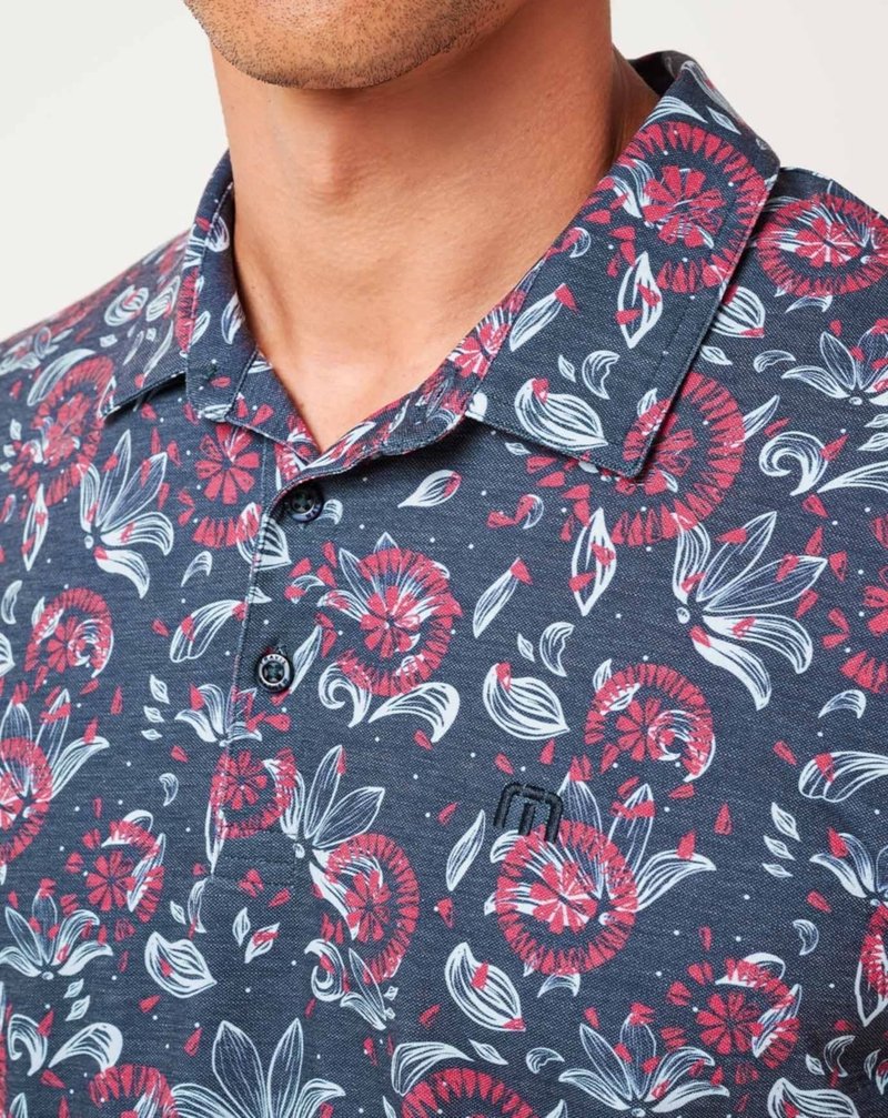 Travis Mathew FEATHERWEIGHT FLOURISH men's polo, mood indigo/vintage indigo