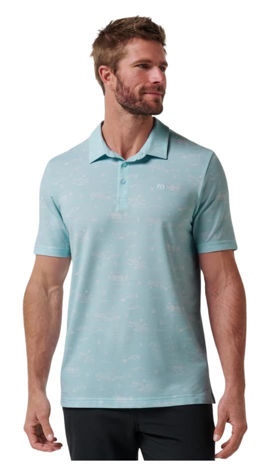 Travis Mathew Featherweight City men's polo, cory blue