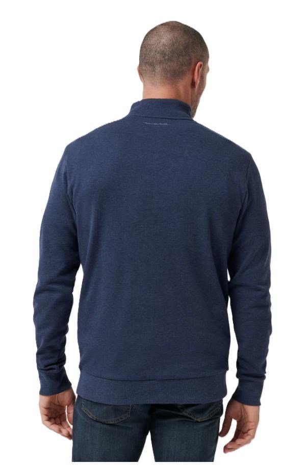 Travis Mathew CLOUD QUARTER ZIP 2.0 men's fleece hoodie, heather blue
