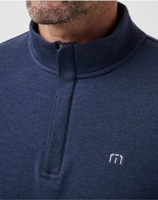 Travis Mathew CLOUD QUARTER ZIP 2.0 men's fleece hoodie, heather blue