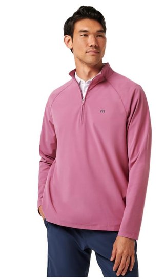 Travis Mathew Air Tram Quarter Zip men's hoodie, rose wine