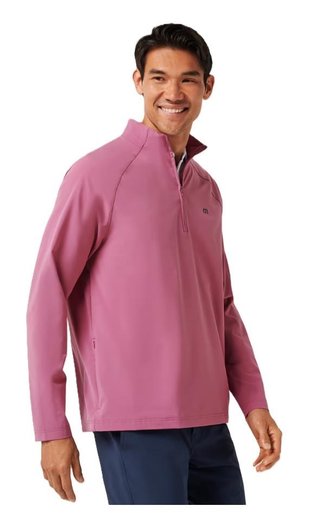 Travis Mathew Air Tram Quarter Zip men's hoodie, rose wine