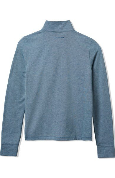 Travis Mathew Featherweightt Active Zip Long Sleeve women's polo, heather copen blue
