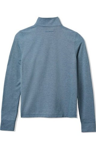 Travis Mathew Featherweightt Active Zip Long Sleeve women's polo, heather copen blue
