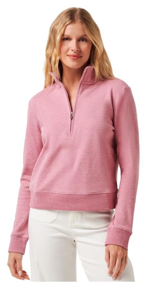Travis Mathew Cloud Fleece Half-Zip women's sweatshirt, heather foxglove