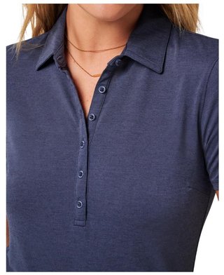 Travis Mathew Featherweight Active women's polo, heather navy blazer