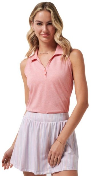 Travis Mathew Featherweight Active 2.0 Sleeveless women's polo, heather porcelain rose
