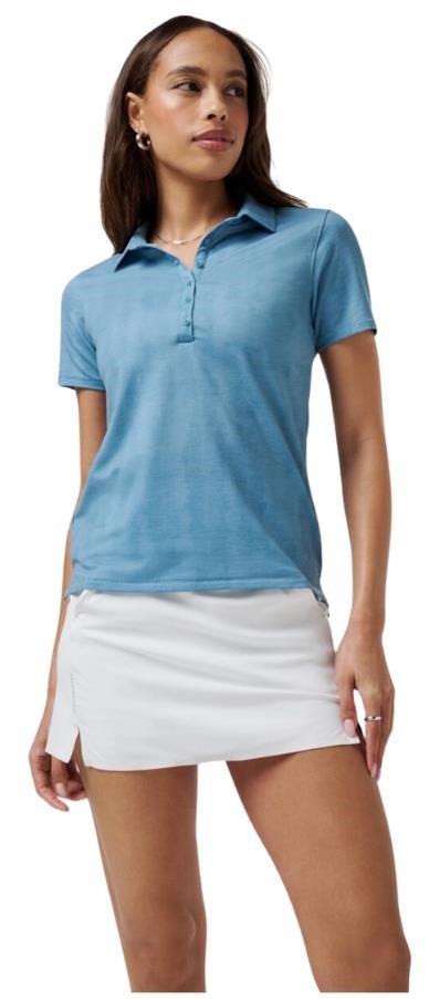 Travis Mathew Featherweight Active Printed women's polo, smoke blue multi