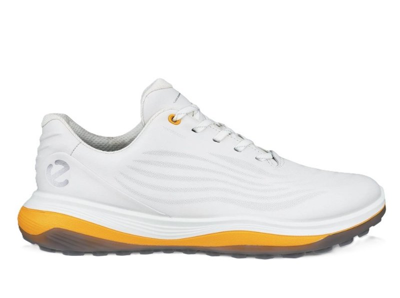 Ecco LT1 mens golf shoes, white/sunrise