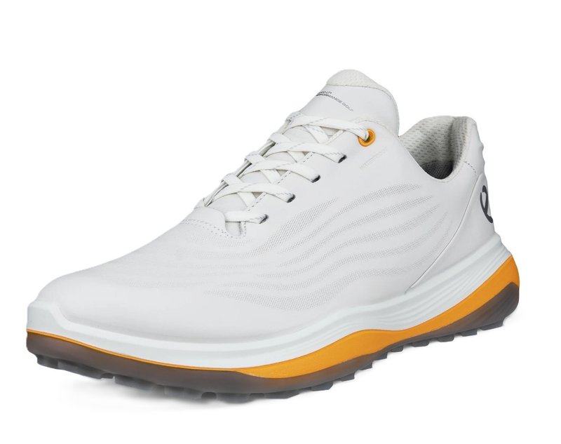 Ecco LT1 mens golf shoes, white/sunrise