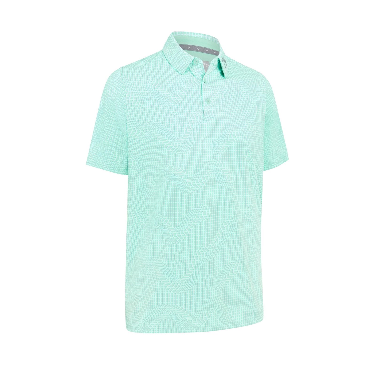 Callaway Warped Gingham Print men's polo, neptune green
