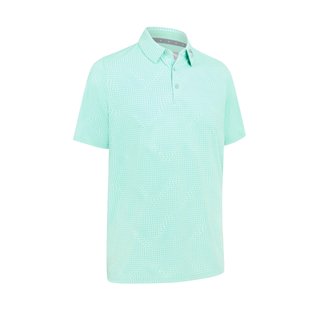 Callaway Warped Gingham Print men's polo, neptune green