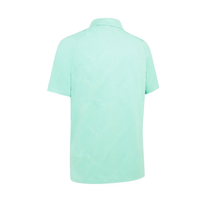 Callaway Warped Gingham Print men's polo, neptune green