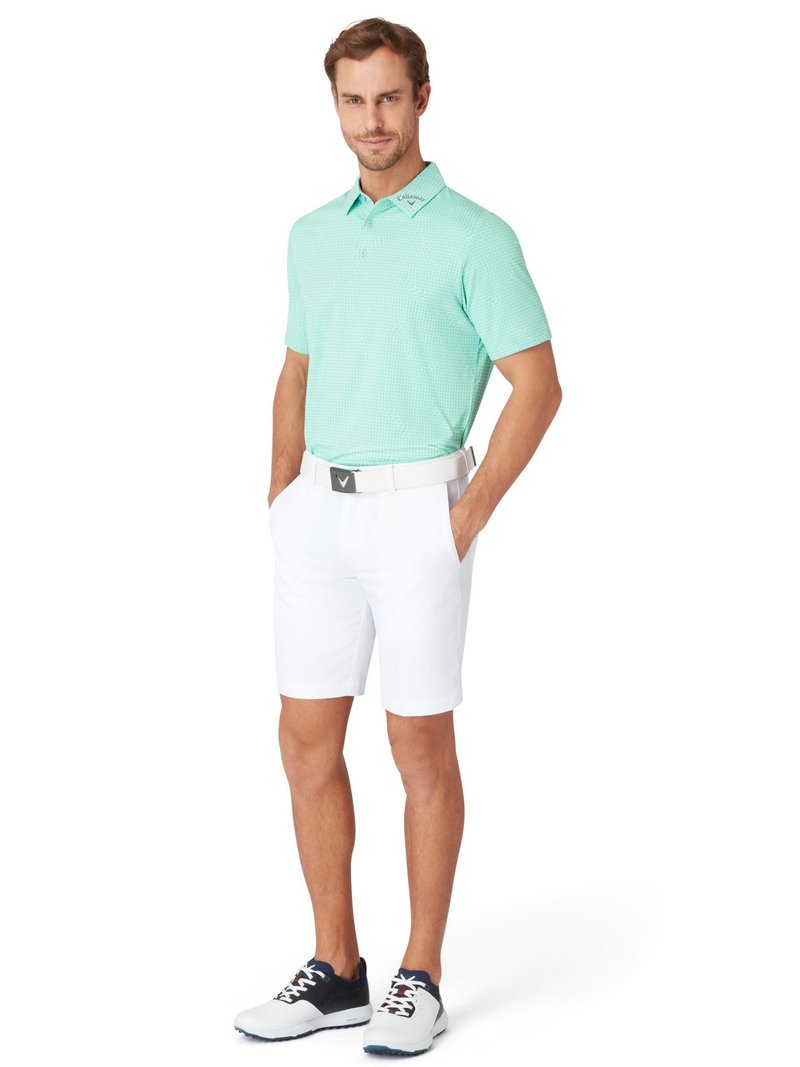 Callaway Warped Gingham Print men's polo, neptune green