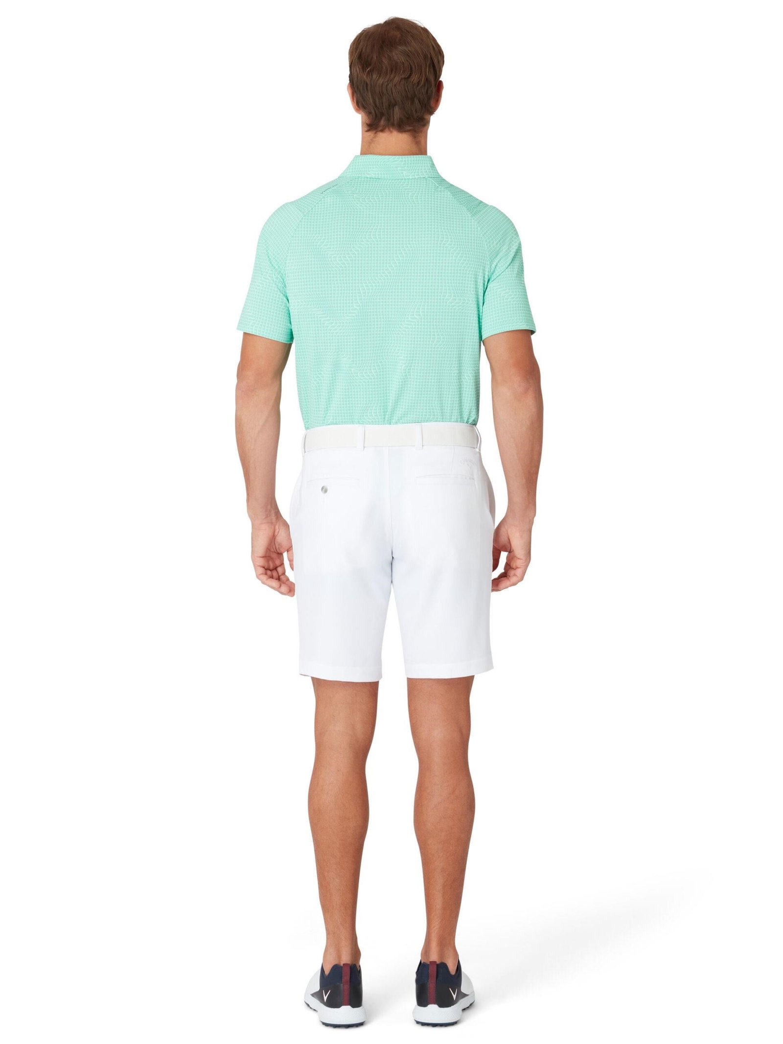 Callaway Warped Gingham Print men's polo, neptune green
