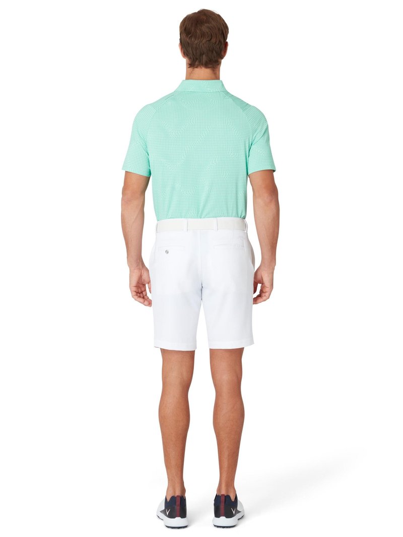 Callaway Warped Gingham Print men's polo, neptune green