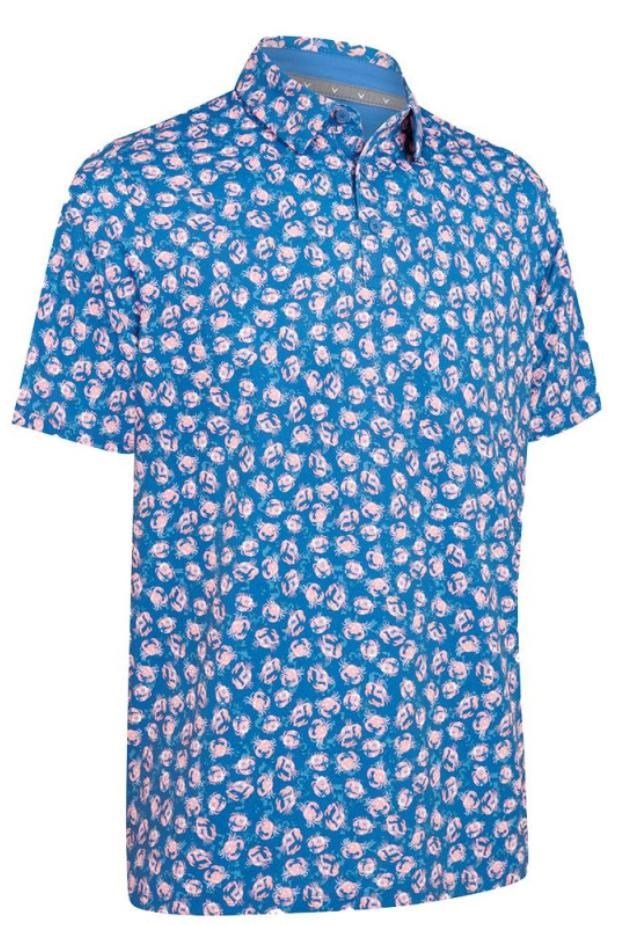 Callaway Crab Novelty Print men's polo, galaxy blue