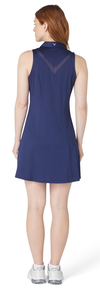 Callaway Flounce Dress with Mesh women's dress, peacoat