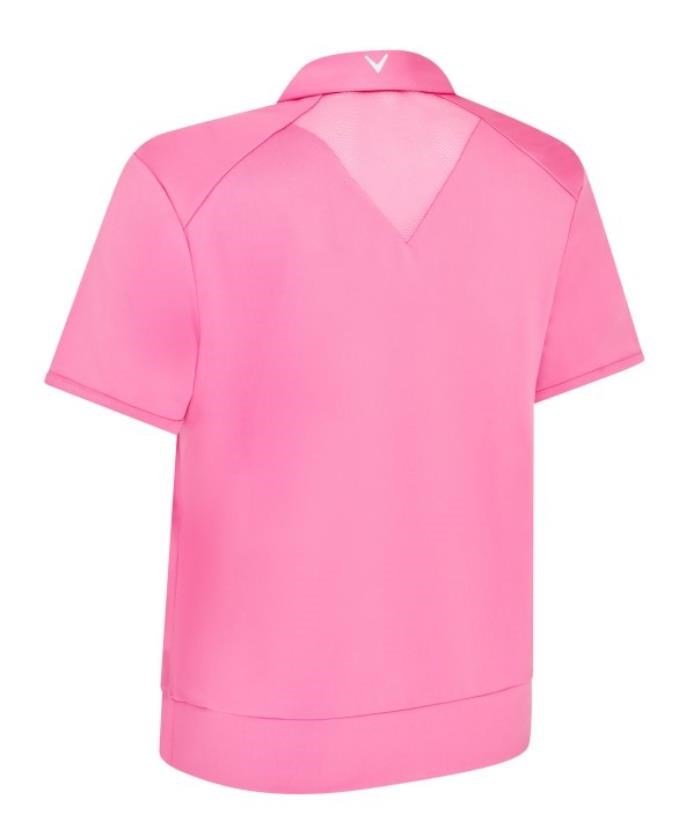 Callaway Waist Length Mesh Detail Short Sleeve women's polo, cheeky pink