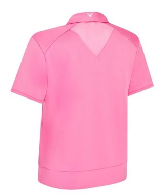 Callaway Waist Length Mesh Detail Short Sleeve women's polo, cheeky pink