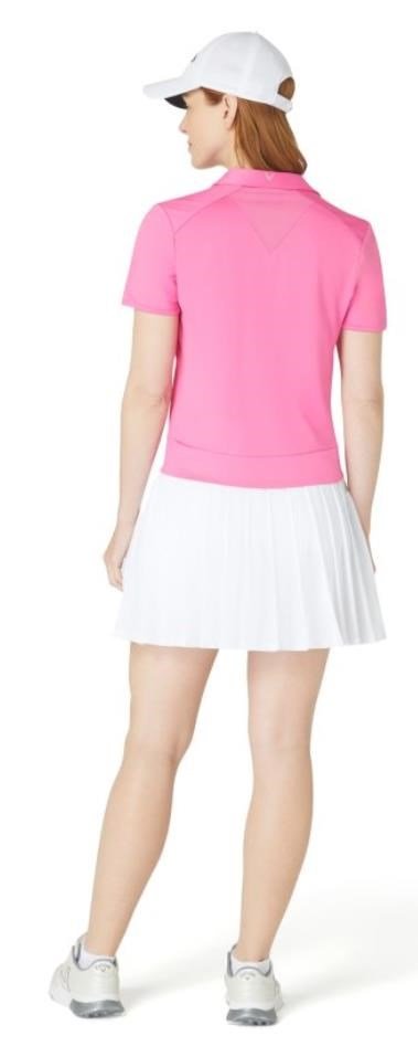 Callaway Waist Length Mesh Detail Short Sleeve women's polo, cheeky pink