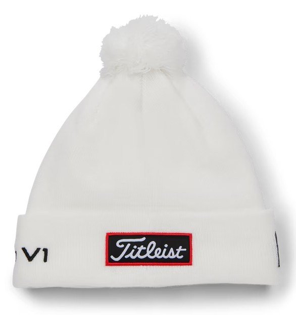 Titleist Tour Pom Pom unisex winter cap, white/black