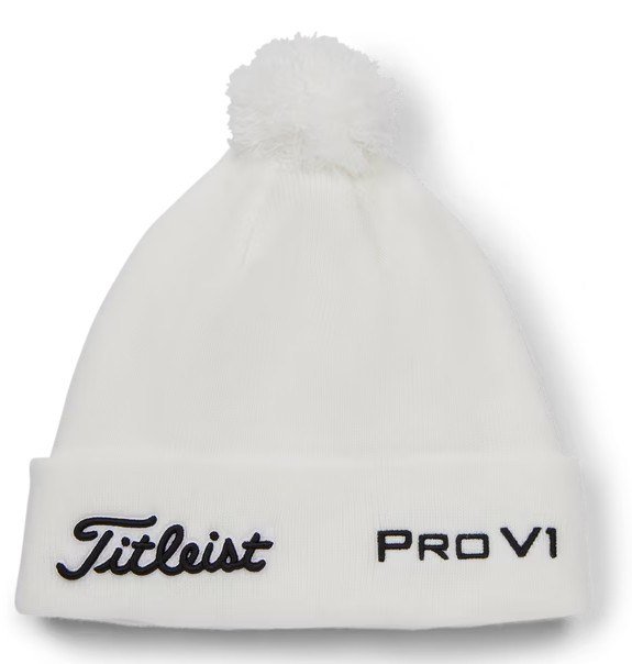 Titleist Tour Pom Pom unisex winter cap, white/black