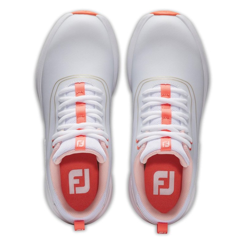 FootJoy Performa ladies golf shoes, white/coral