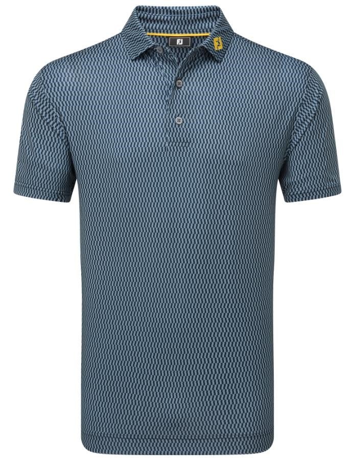 FootJoy Wiggle Print Lisle men's polo, navy/grey/white