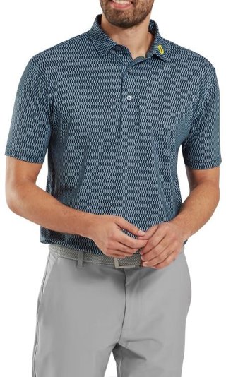 FootJoy Wiggle Print Lisle men's polo, navy/grey/white