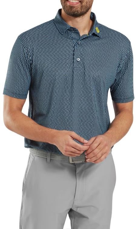 FootJoy Wiggle Print Lisle men's polo, navy/grey/white