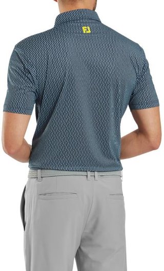 FootJoy Wiggle Print Lisle men's polo, navy/grey/white