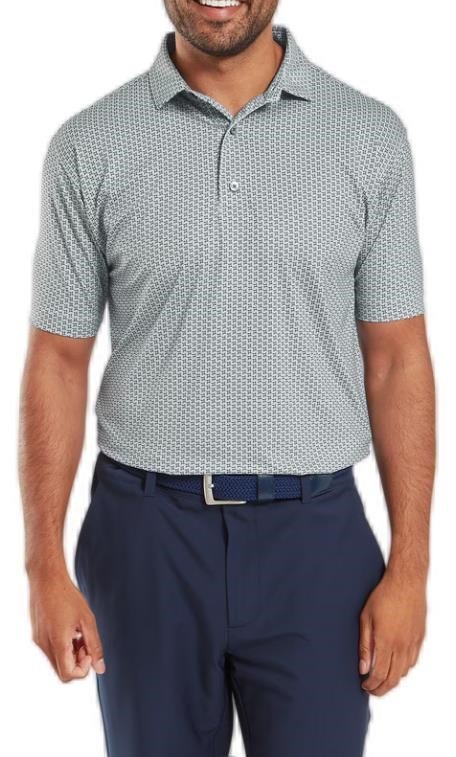 FootJoy Houndstooth Geo Lisle men's polo, grey