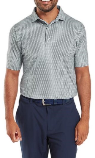 FootJoy Houndstooth Geo Lisle men's polo, grey