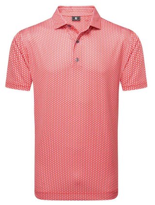 FootJoy Houndstooth Geo Lisle men's polo, hibiscus
