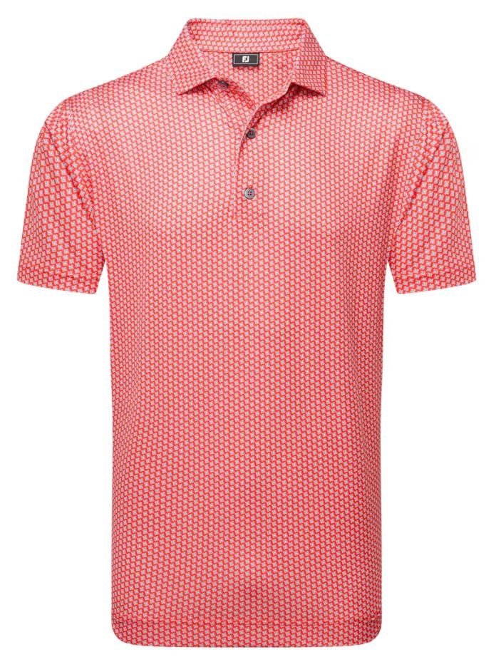 FootJoy Houndstooth Geo Lisle men's polo, hibiscus