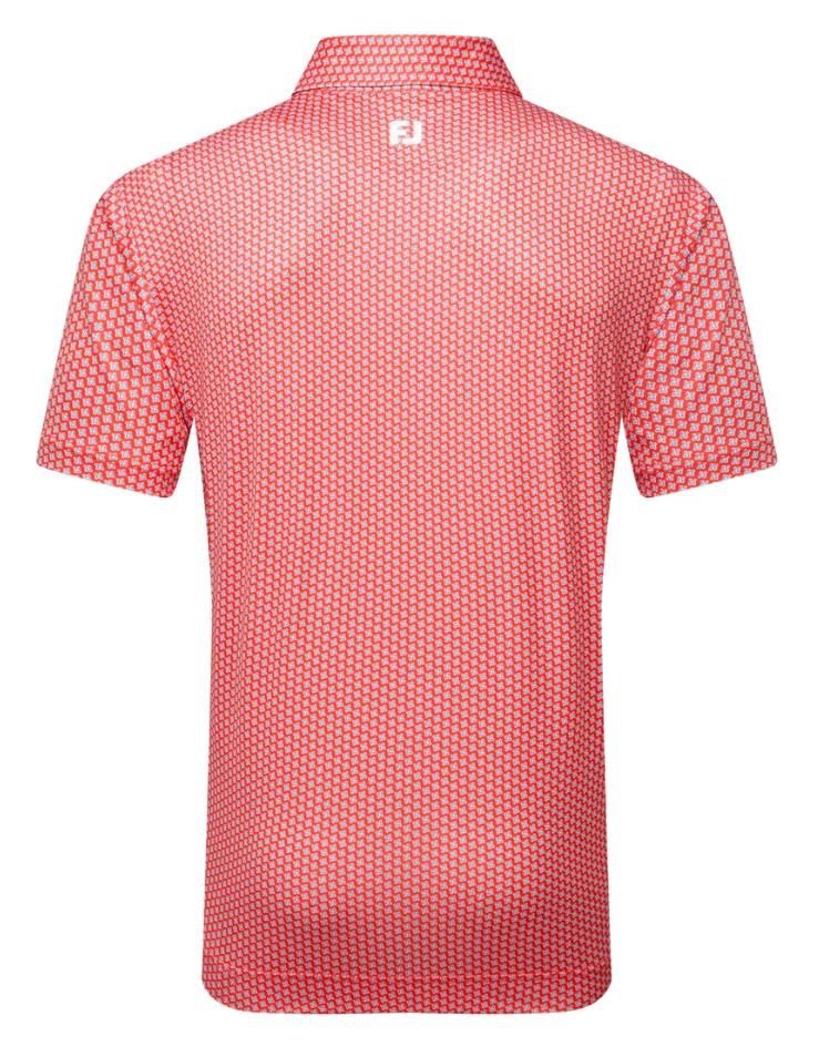 FootJoy Houndstooth Geo Lisle men's polo, hibiscus