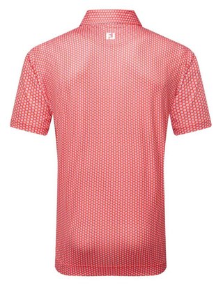 FootJoy Houndstooth Geo Lisle men's polo, hibiscus