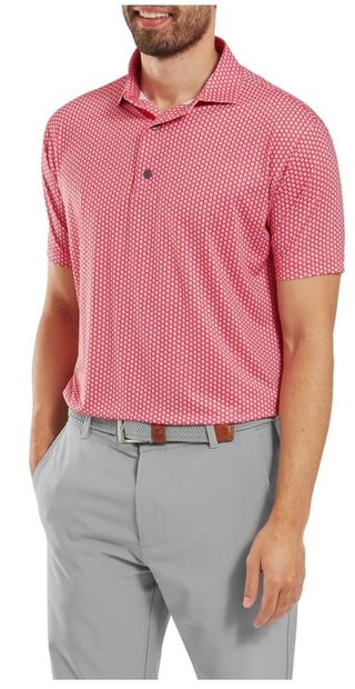 FootJoy Houndstooth Geo Lisle men's polo, hibiscus