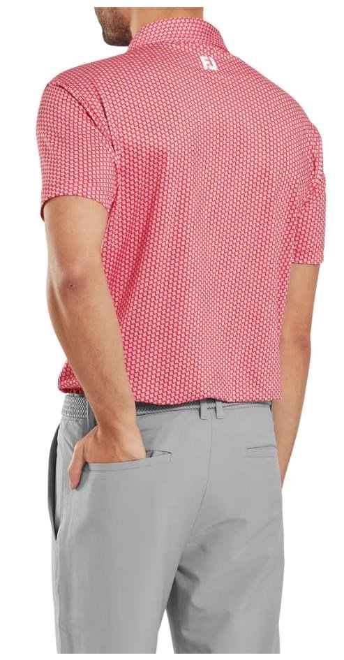 FootJoy Houndstooth Geo Lisle men's polo, hibiscus