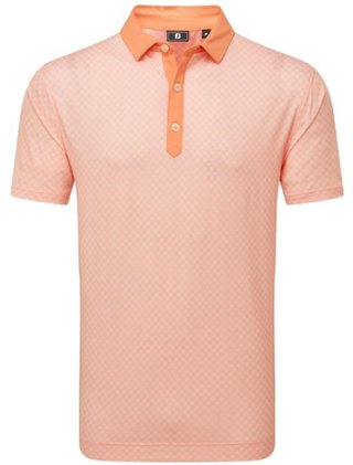 FootJoy Checker Print Lisle men's polo, orange/white