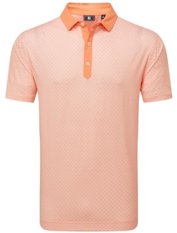 FootJoy Checker Print Lisle men's polo, orange/white