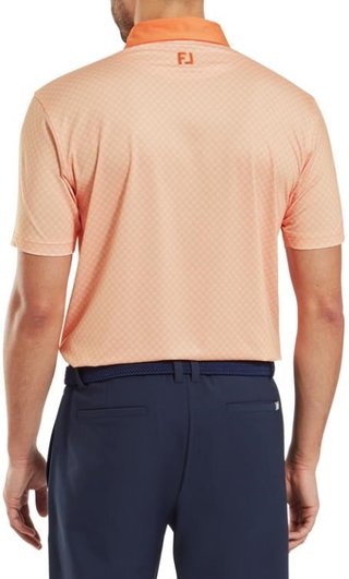 FootJoy Checker Print Lisle men's polo, orange/white