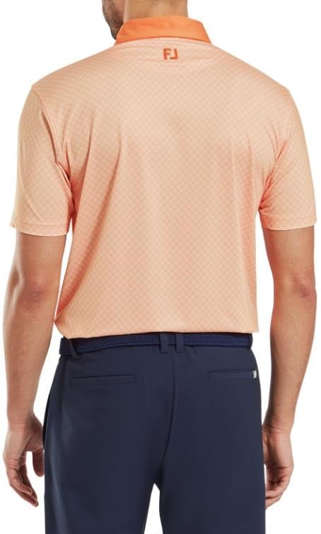 FootJoy Checker Print Lisle men's polo, orange/white