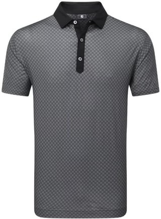 FootJoy Checker Print Lisle men's polo, black/white