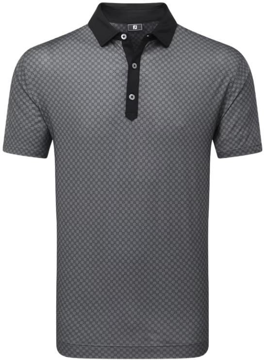 FootJoy Checker Print Lisle men's polo, black/white